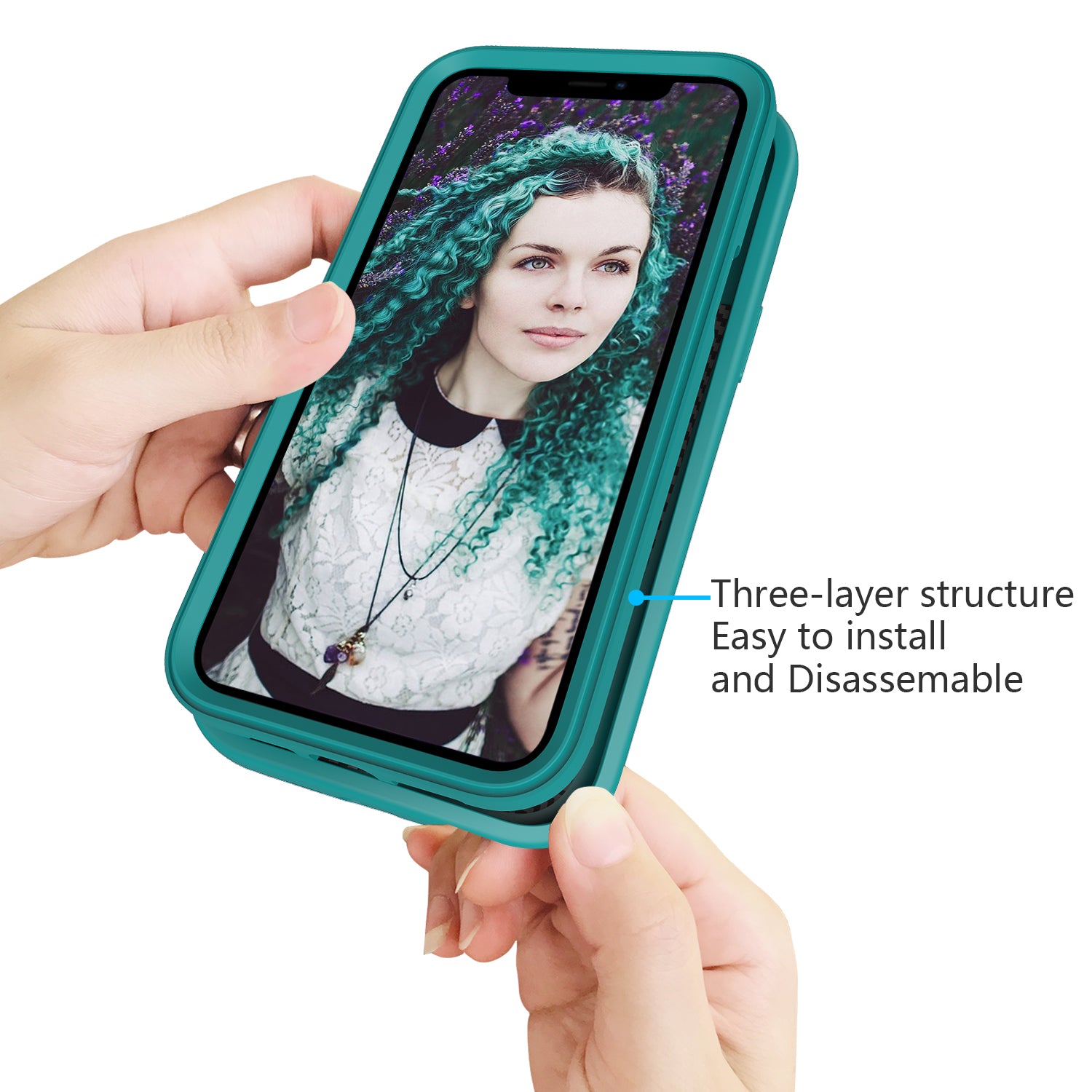 Telefoncover til iPhone 13 Pro Max 6,7 tommer aftageligt 2-i-1 PC+Silicone Anti-Slip Wave Texture Cover Telefoncover til iPhone 13 Pro Max 6,7 tommer aftageligt 2-i-1 PC+Silicone Anti-Slip Wave Texture Cover